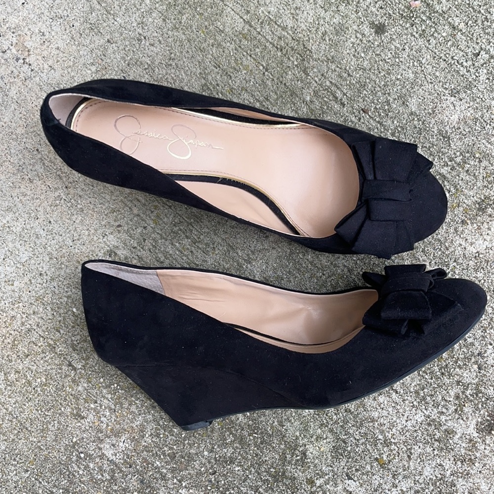 Black Suede Wedge Heels